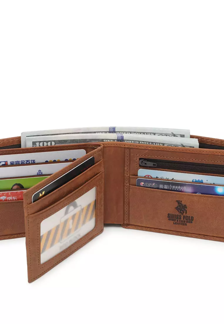 Buy Swiss Polo Genuine Leather RFID Short Wallet Brown 2023 Online