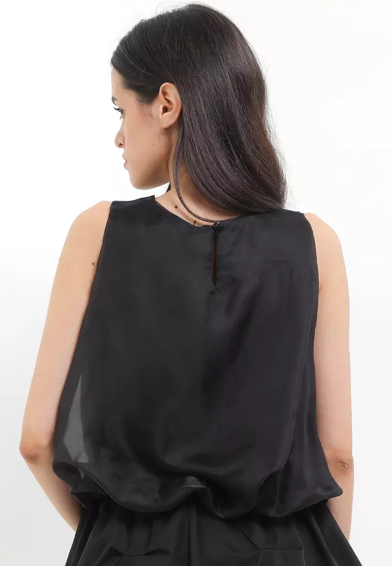 Rhinestones Organza Chiffon Balloon Top