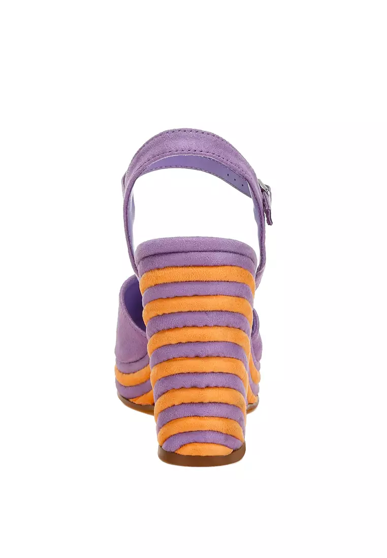 Dual Tone Wedge Sandals in Purple