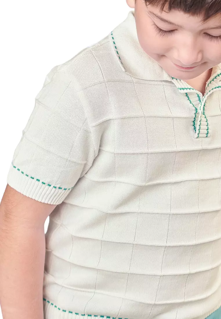 Mason Textured Knit Polo Shirt With Contrast Details