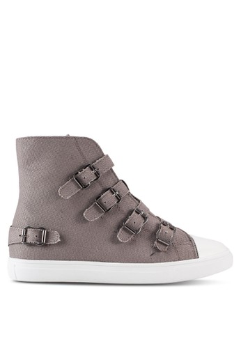 High Cut Buckled Sneakers