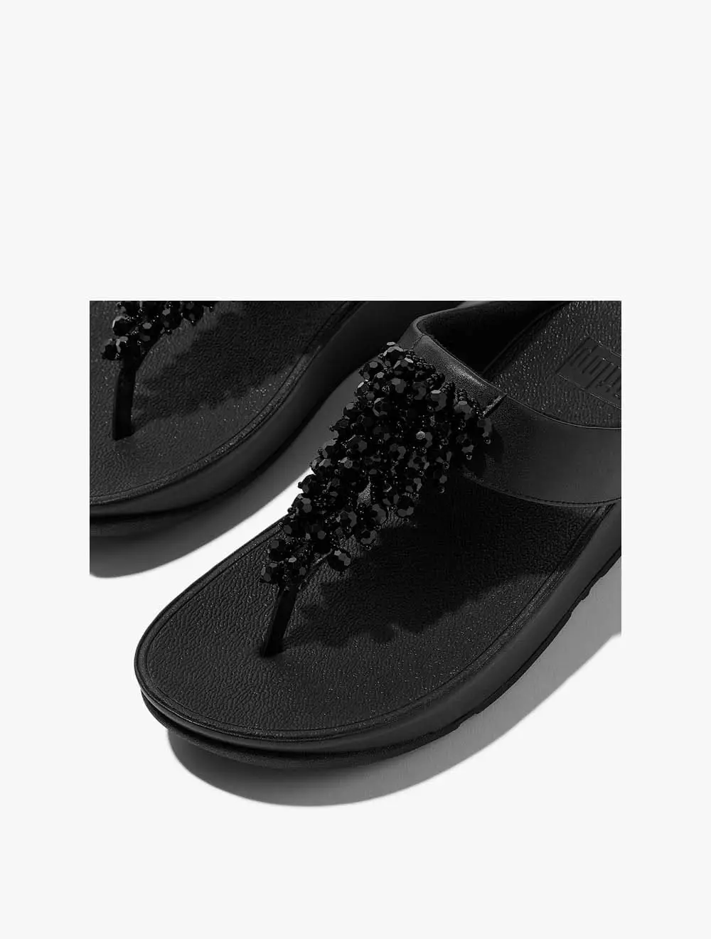 Fitflop Rumba Iridescent Beaded Toe-Post Sandals - All Black