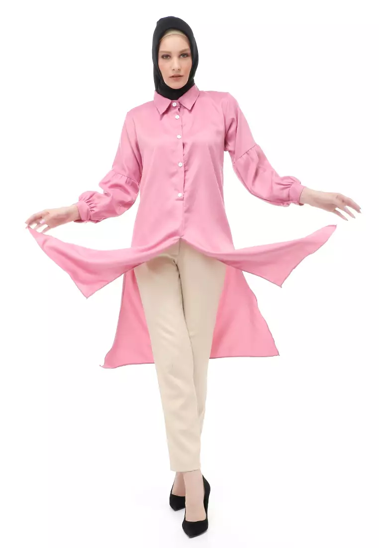 Vania Tunik Polos Muslimah Atasan Wanita Long Sleeve Regular Fit - Dusty