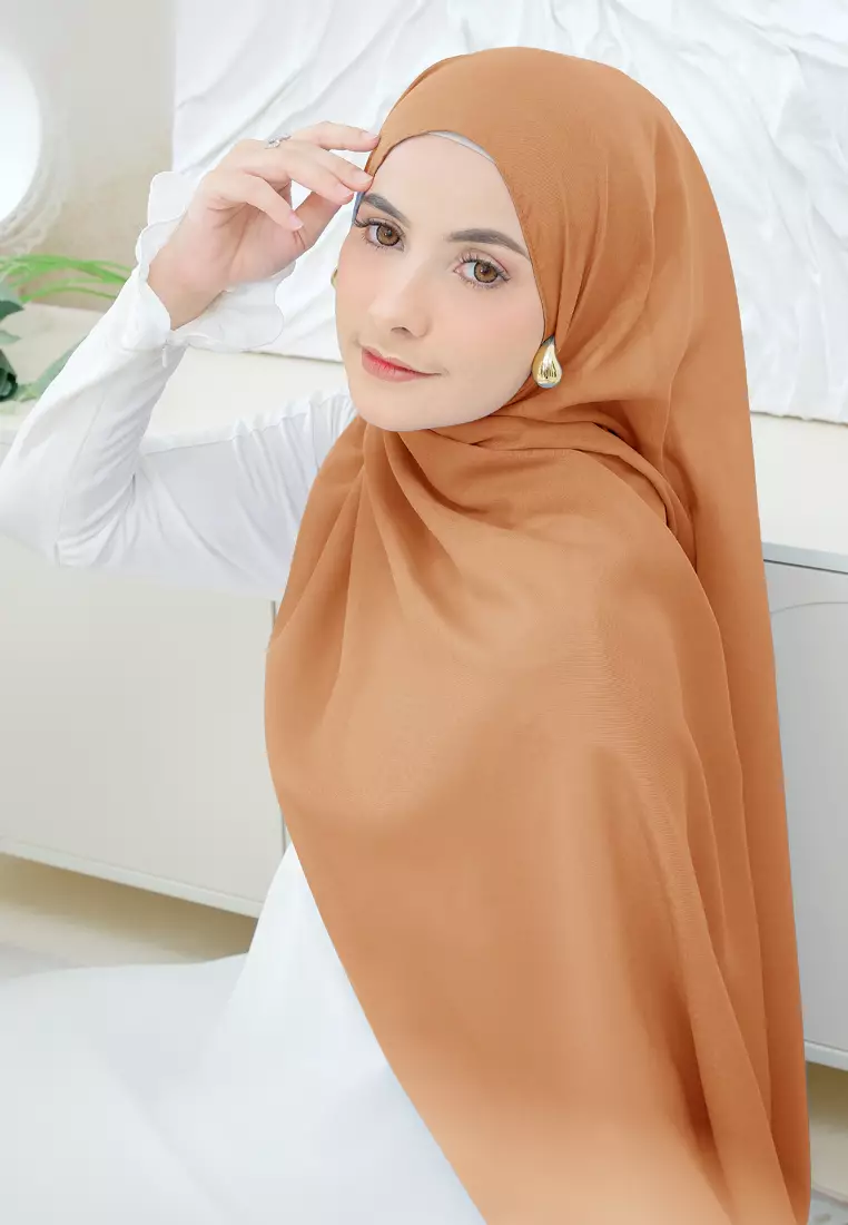 Hijab Shawl Premium Pashmina Voal - Coral Orange