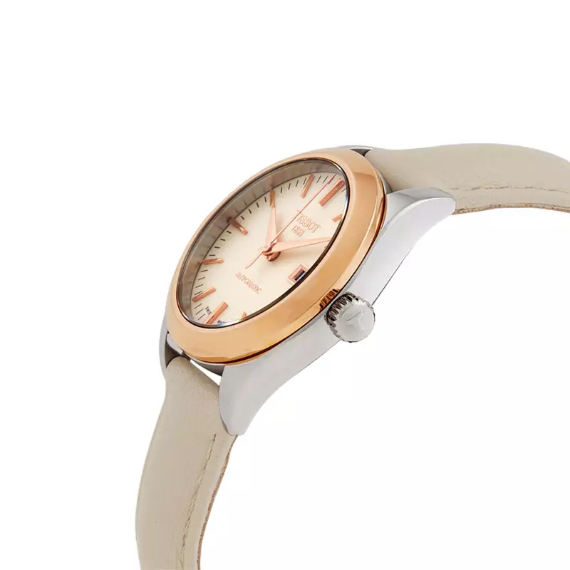 Jam Tangan Wanita Tissot T-My Lady 29mm T-Classic T930.007.46.261.00 Automatic Cream Opaline Dial Beige Leather Strap