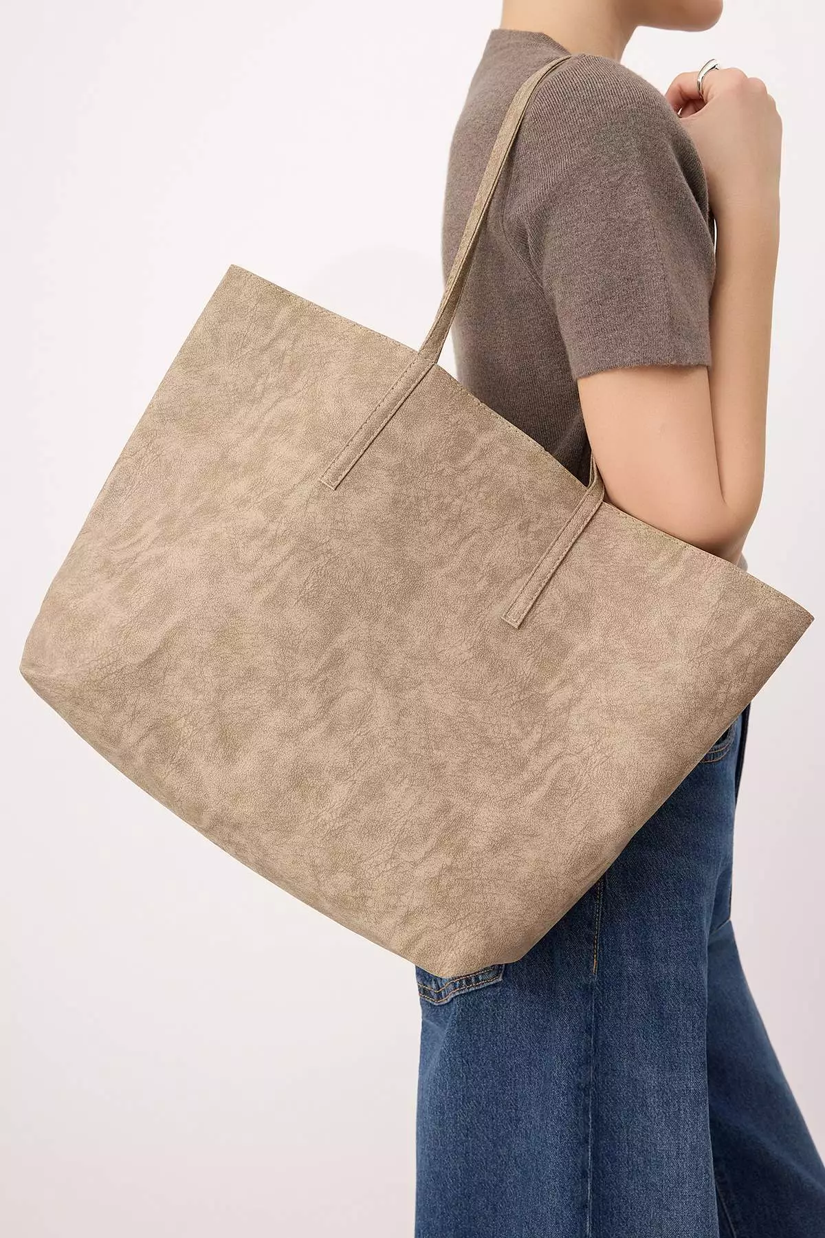 Dark Beige Women'S Maxi Size Shoulder Bag With Computer Bag/Pouch Takss26Oc00031