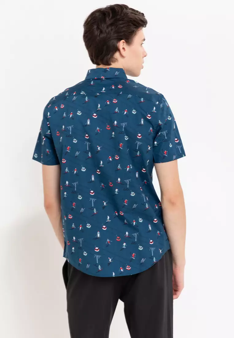 ShortSleeve Poplin AOP Skiers