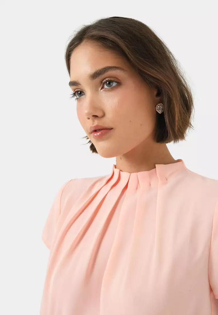 Olivia Pleated High Neck Top