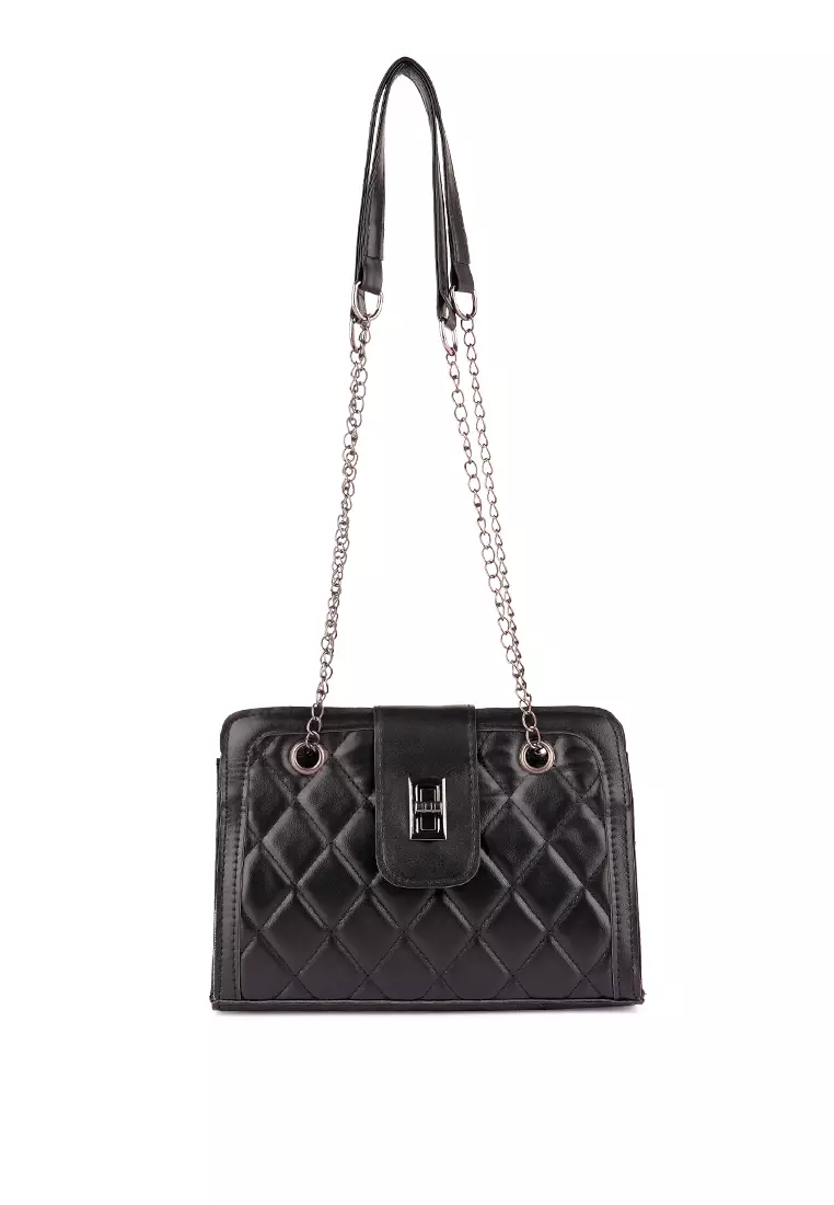 Buy London Rag Black Quilted Statement Sling Bag 2024 Online