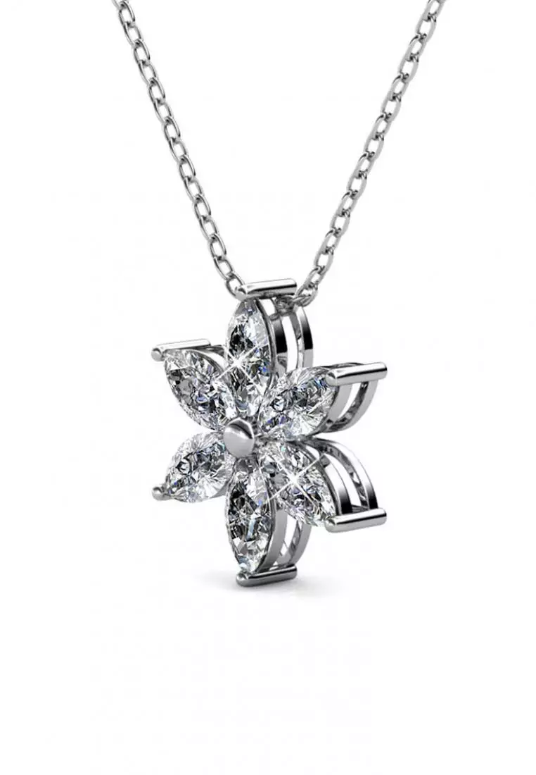 Petal Flower Pendant WG - Kalung Crystal Swarovksi by Her Jewellery