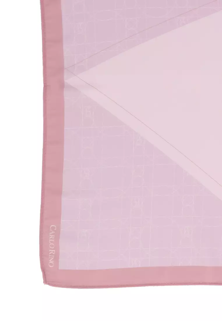 Pink Geometric Square Chiffon Scarf