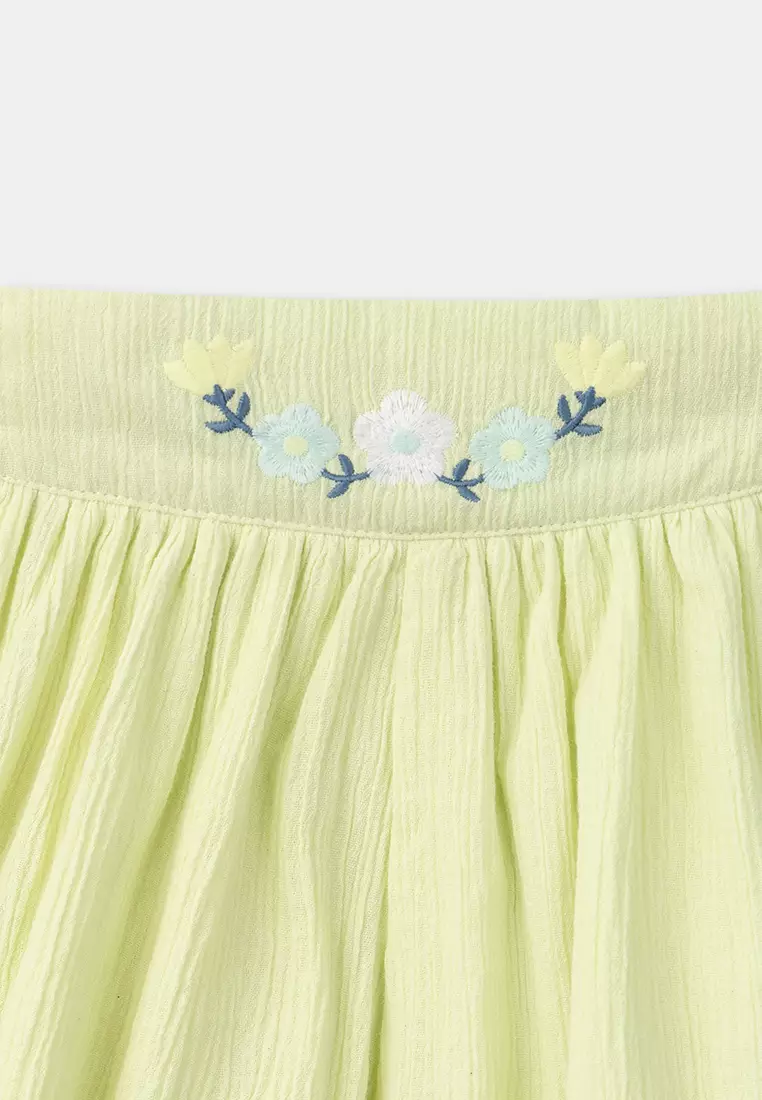 PALE YELLOW EMBROIDERED SHORTS