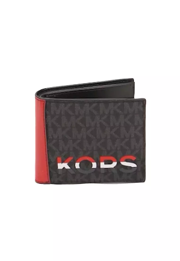 Michael Kors Mens Cooper Flame Red Two-Tone Logo and Leather