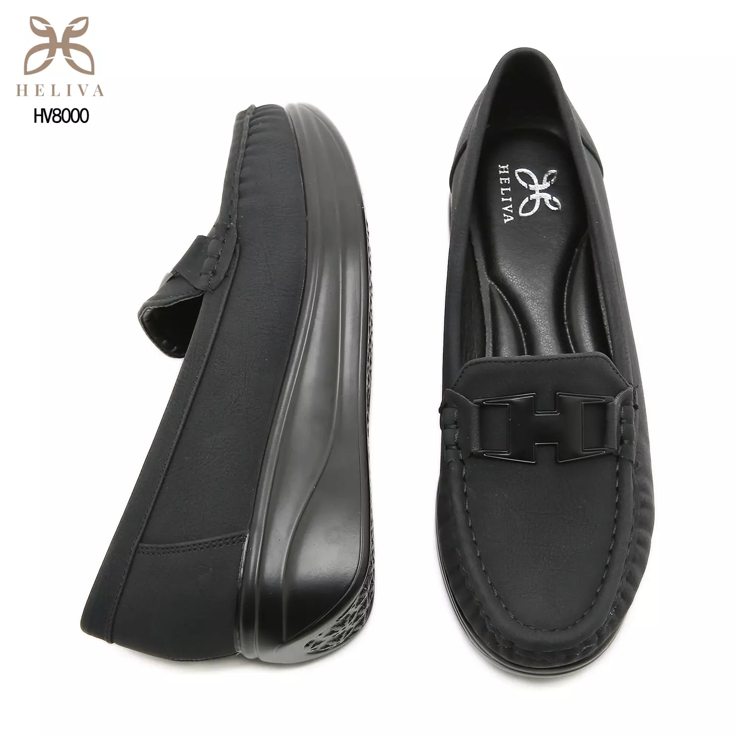 HELIVA HILARY Minimalist H-Accent Wedge Loafers for Women HV8000