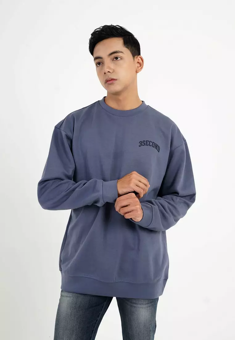 3Second Men's Jacket Sweater Crewneck Oversized Fit Sweety OL-C100924