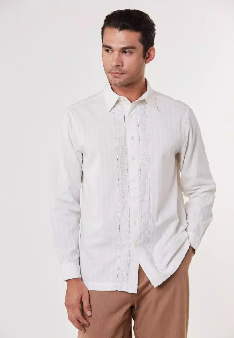 Buy East India Company Devansh Embroidered Cotton Dobby Shirt Online ...