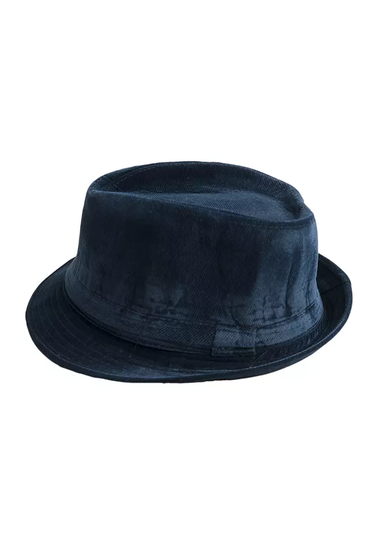Topi fedora cowboy hat fedora corduroy navy blue houseofcuff