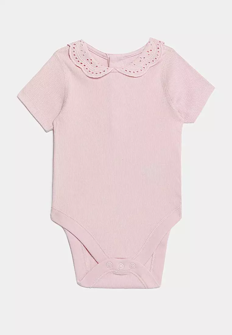 2pk Cotton Rich Frill Collar Bodysuits