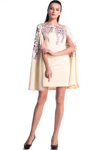DreamTales Wardrobe beige Floral Embroidered Details Cape Dress 87FECAAC9A2583GS_1