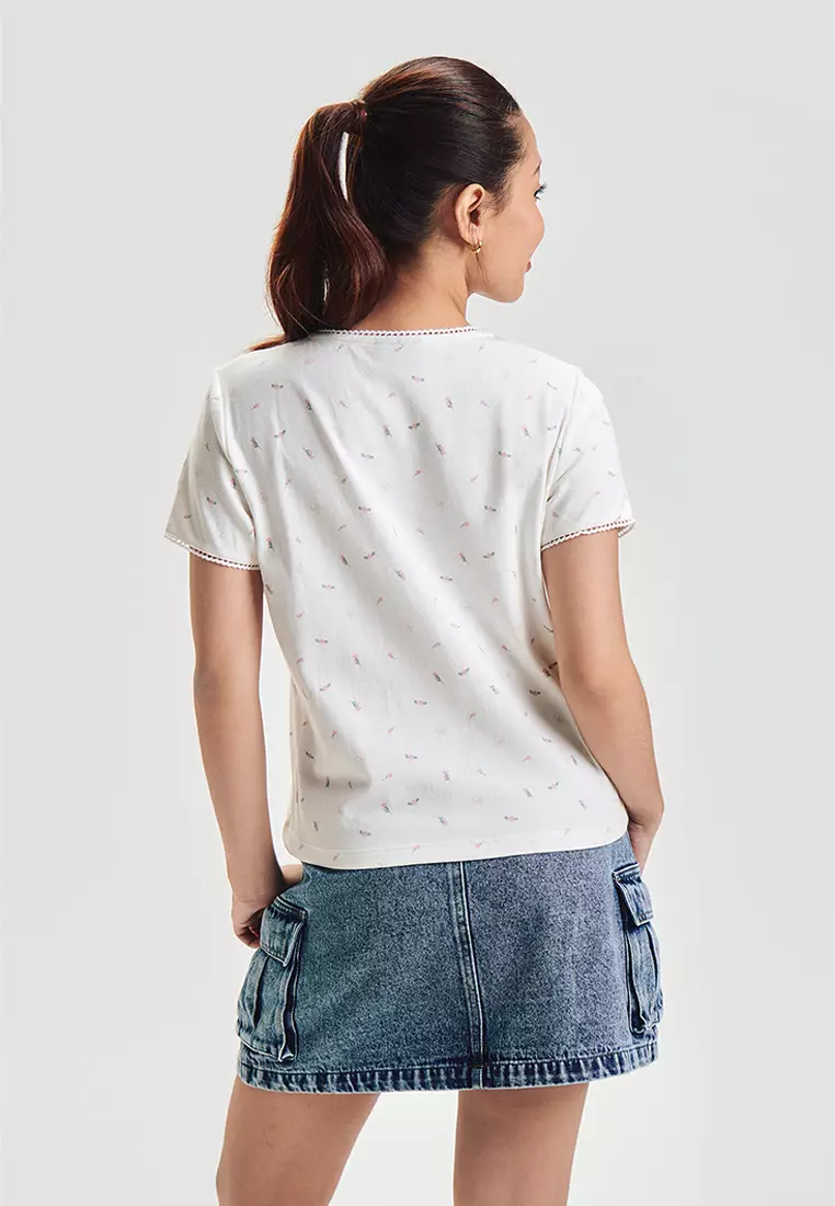 Floral All-Over Print Button Down Top