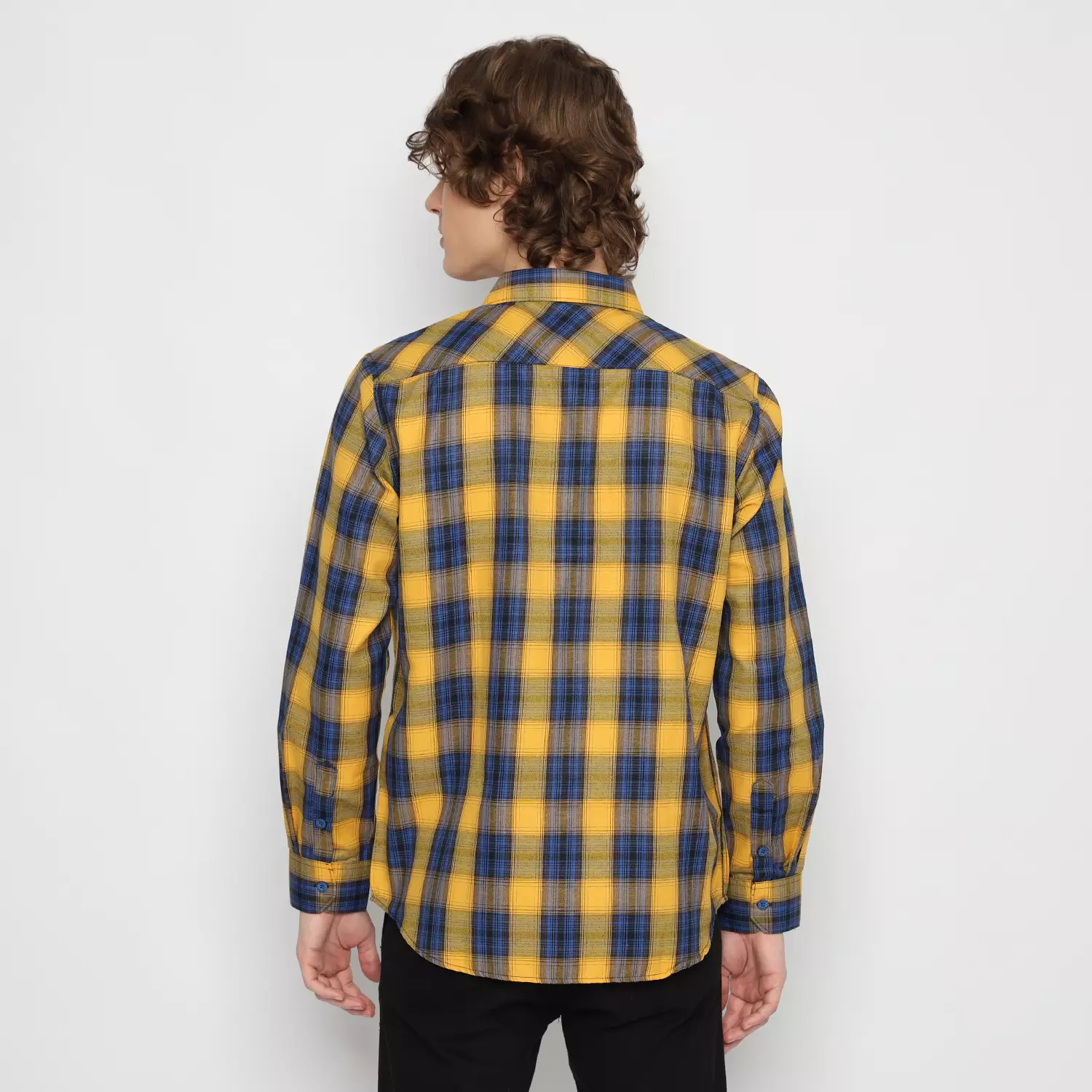 Platini Kotak Flanel Pria Lengan Panjang Kuning 76353