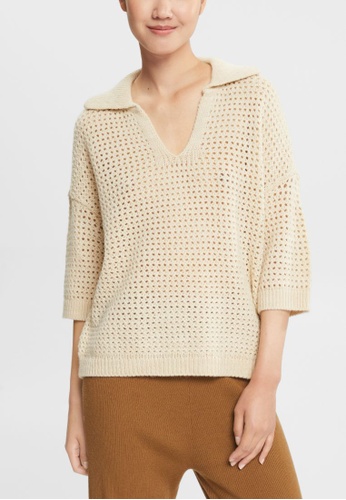 ESPRIT beige ESPRIT Alpaca blend: textured knit jumper 6311BAAC72B942GS_1