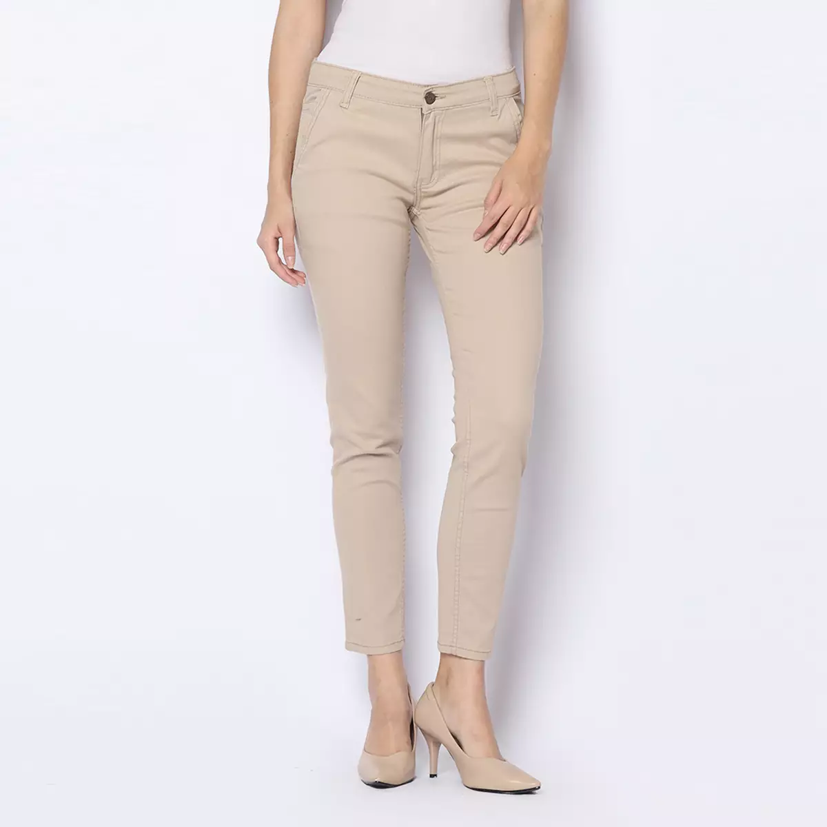 Bundling Fortune Celana Panjang Wanita Chinos Slim Fit Tebal Melar Soft Black and Khaki