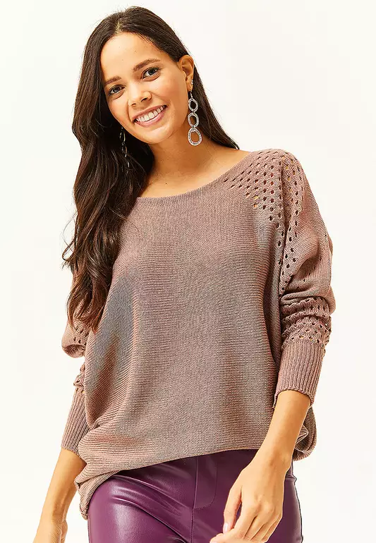 Openwork Batwing Oversize Knitwear Sweater