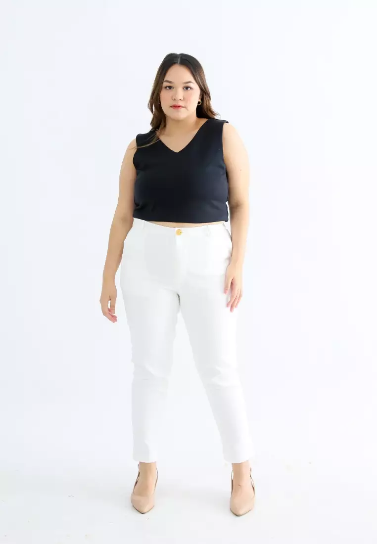 Plus Size Skinny Jeans Yves Broken White
