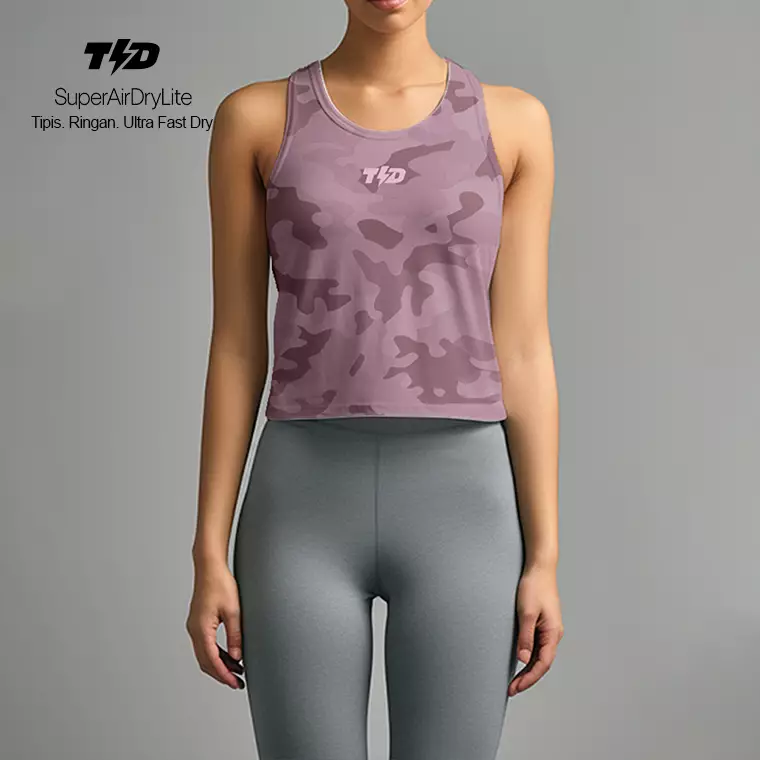 LSC49 Crop Tank Top Olahraga Camo Warna Mauve SuperAirDry Lite
