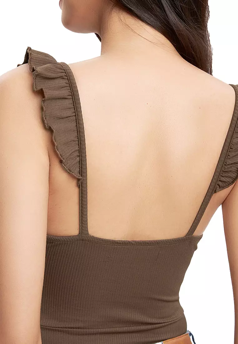 Corset-Like Bodysuit With Ruffles
