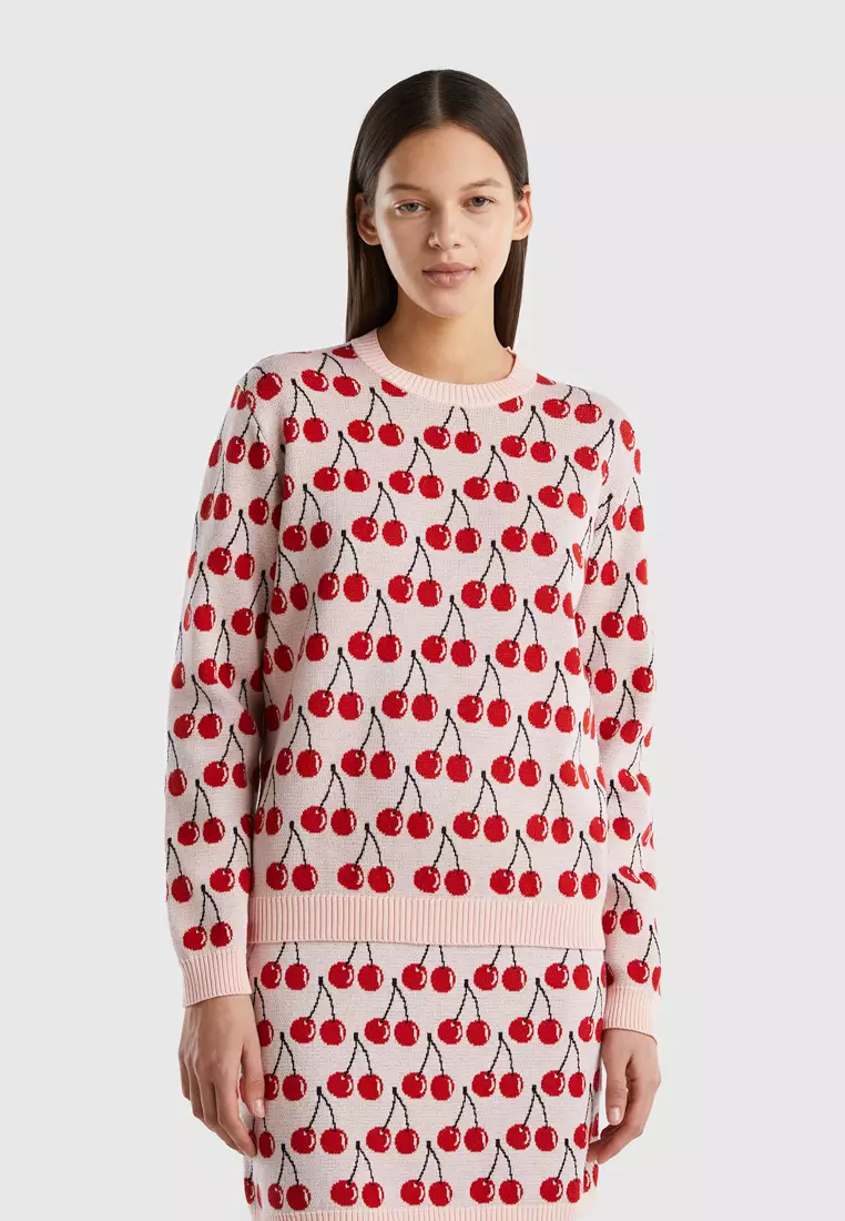 White sweater hot sale with cherries