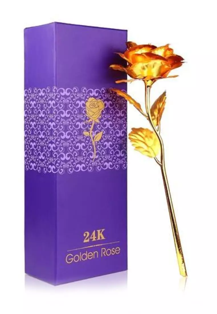 Value Deal - 5S PRO Mini Wireless Earbuds - TWS (True Wireless Stereo) - Purple + MOHLIA 24K Gold Plated Real Rose