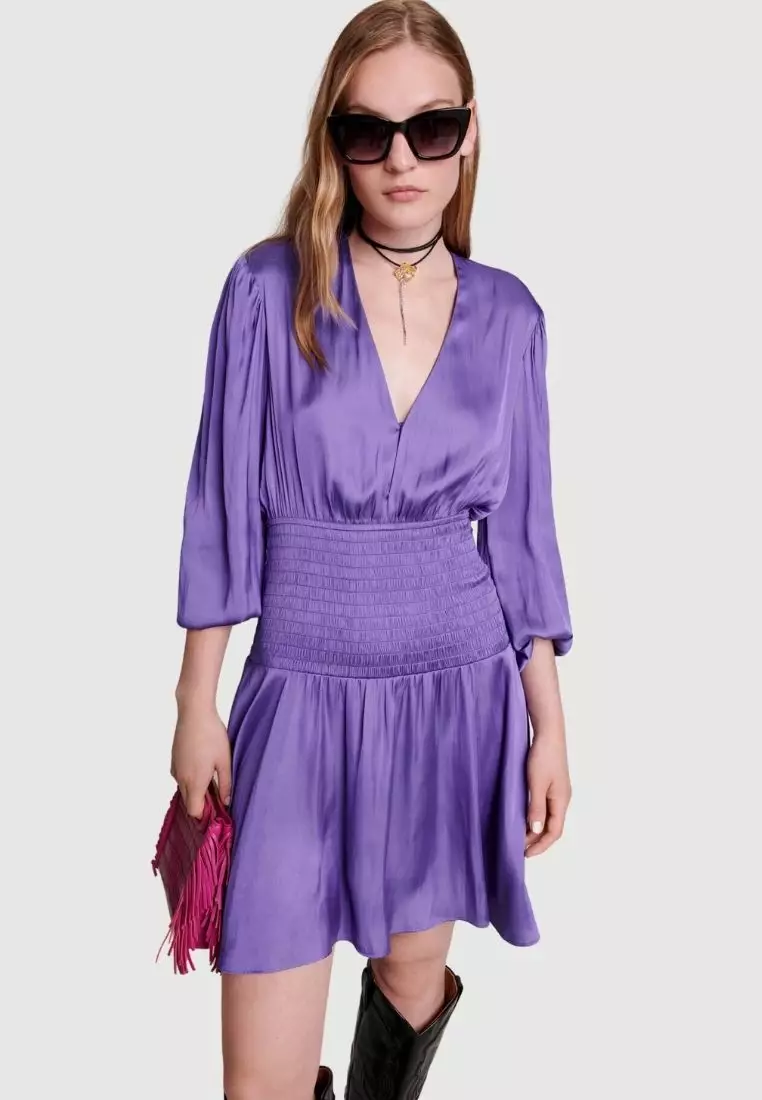 Purple silk sale dress short