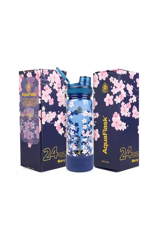 24oz Trek Navy Wide Mouth Water Bottle Sakura Limited Edition