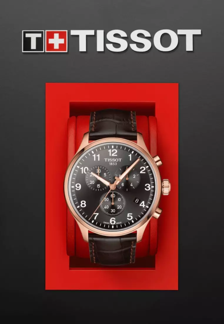 Tissot Chrono XL Classic Black Dial Brown Leather Band Quartz Watch T1166173605701