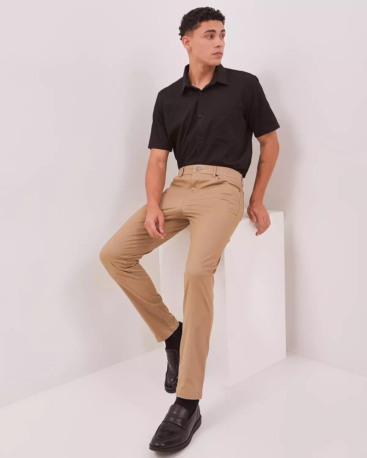 CREAM SLIM FIT CHINOS CREAM TROUSERS