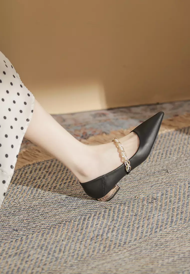 2.5CM Pearl Chain Strap Mary Jane Shoes IF2218