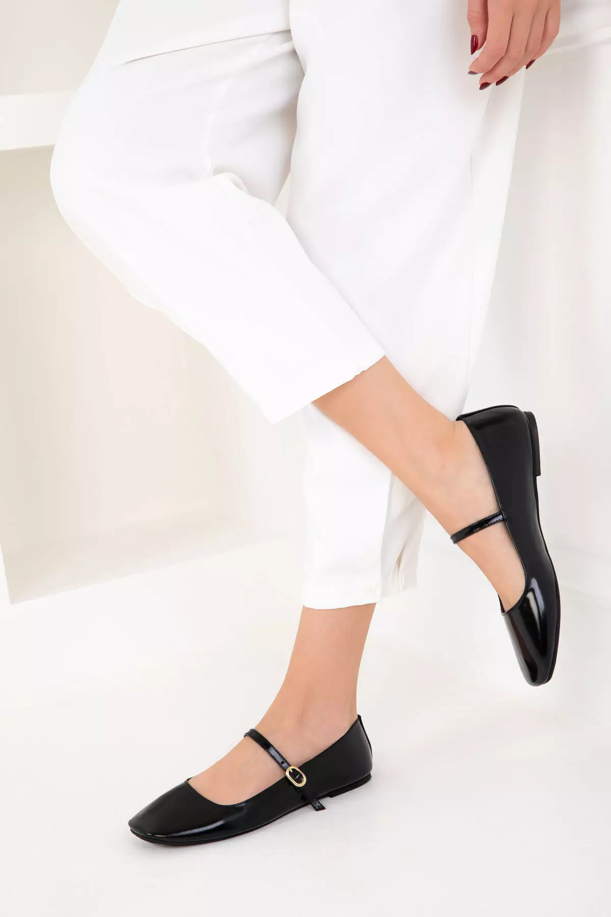 Black Patent Leather Women's Ballerinas 20237