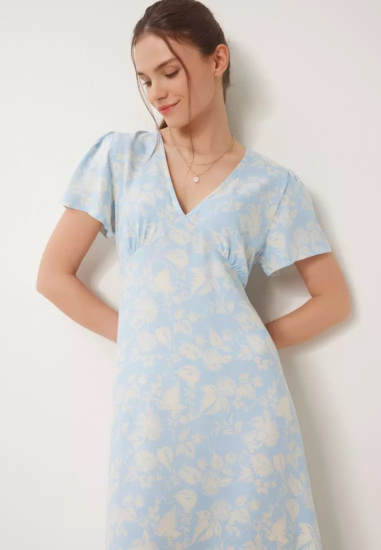 Floral Patterned Summer Viscose Dress