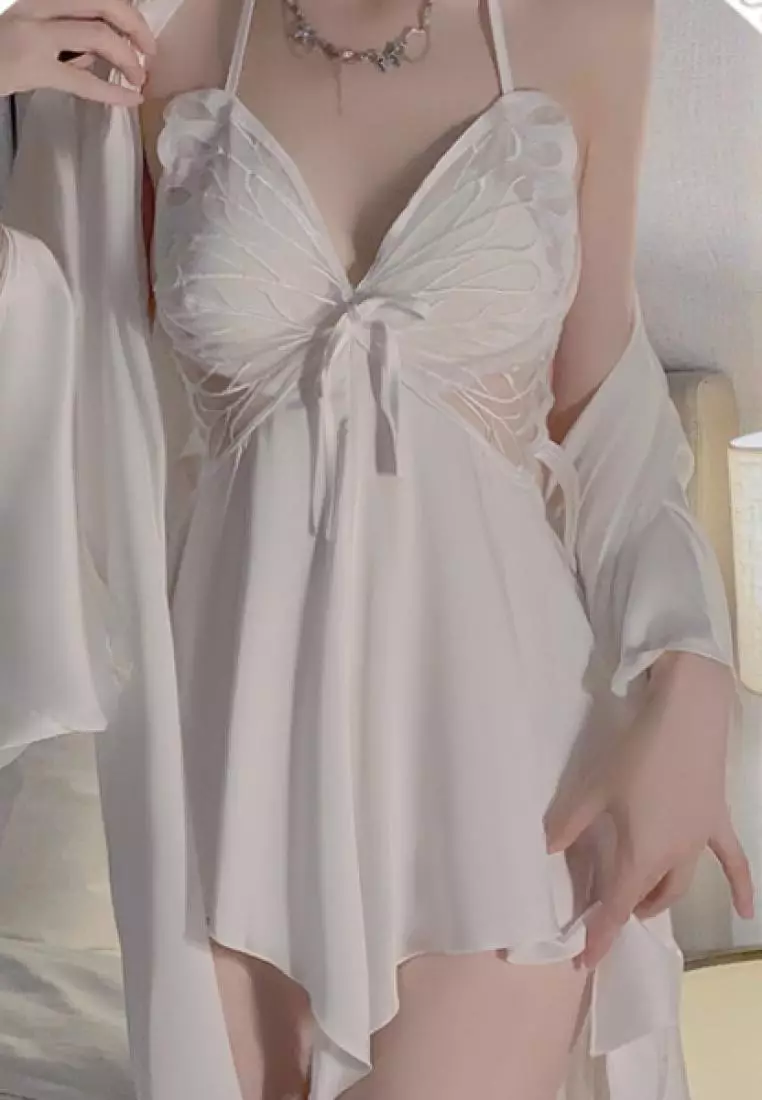 New style butterfly ice silk sling backless pajamas nightdress Lingerie K062601W