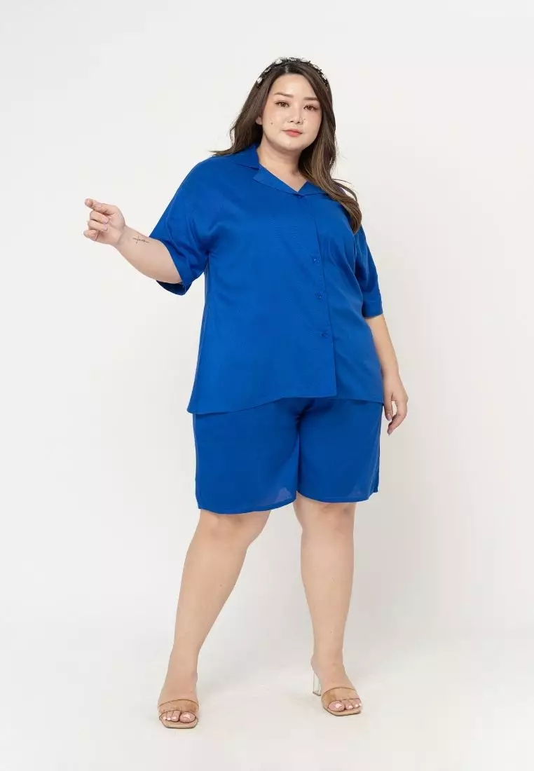 Plus Size Oversize Shirt Sans Blue