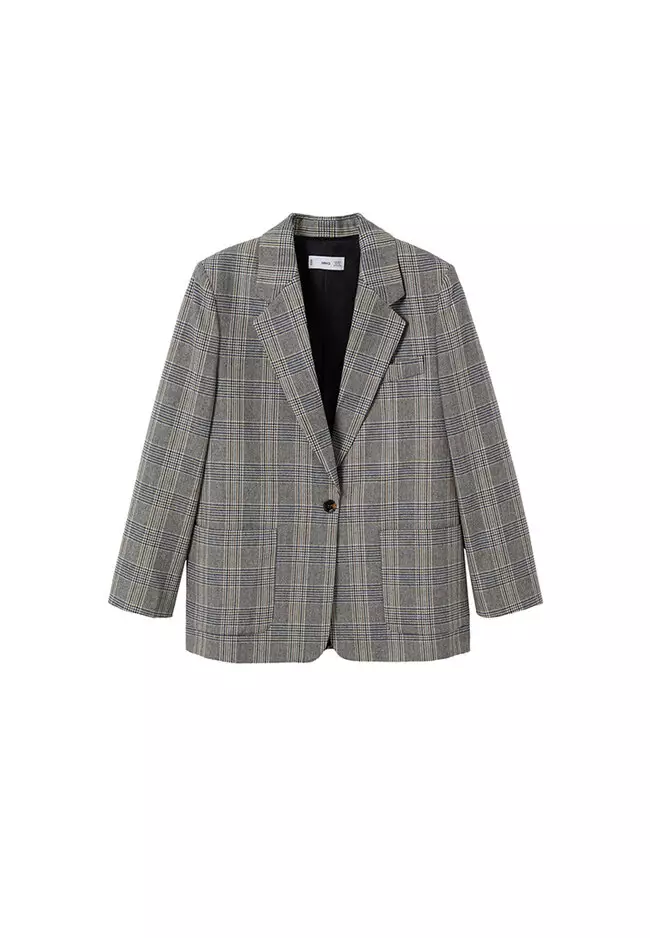 Buy Mango Check Wool Blazer 2024 Online | ZALORA Philippines