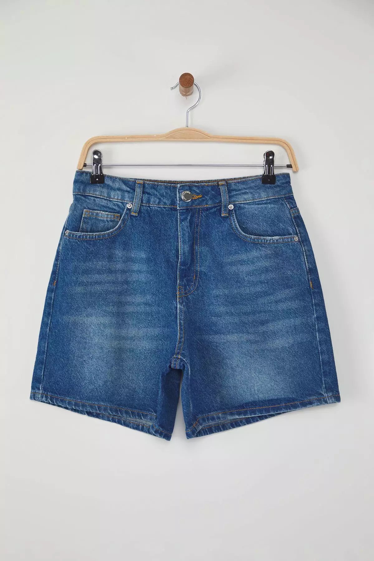 Blue High Waist City Boy Denim Shorts TWOSS25SR00172