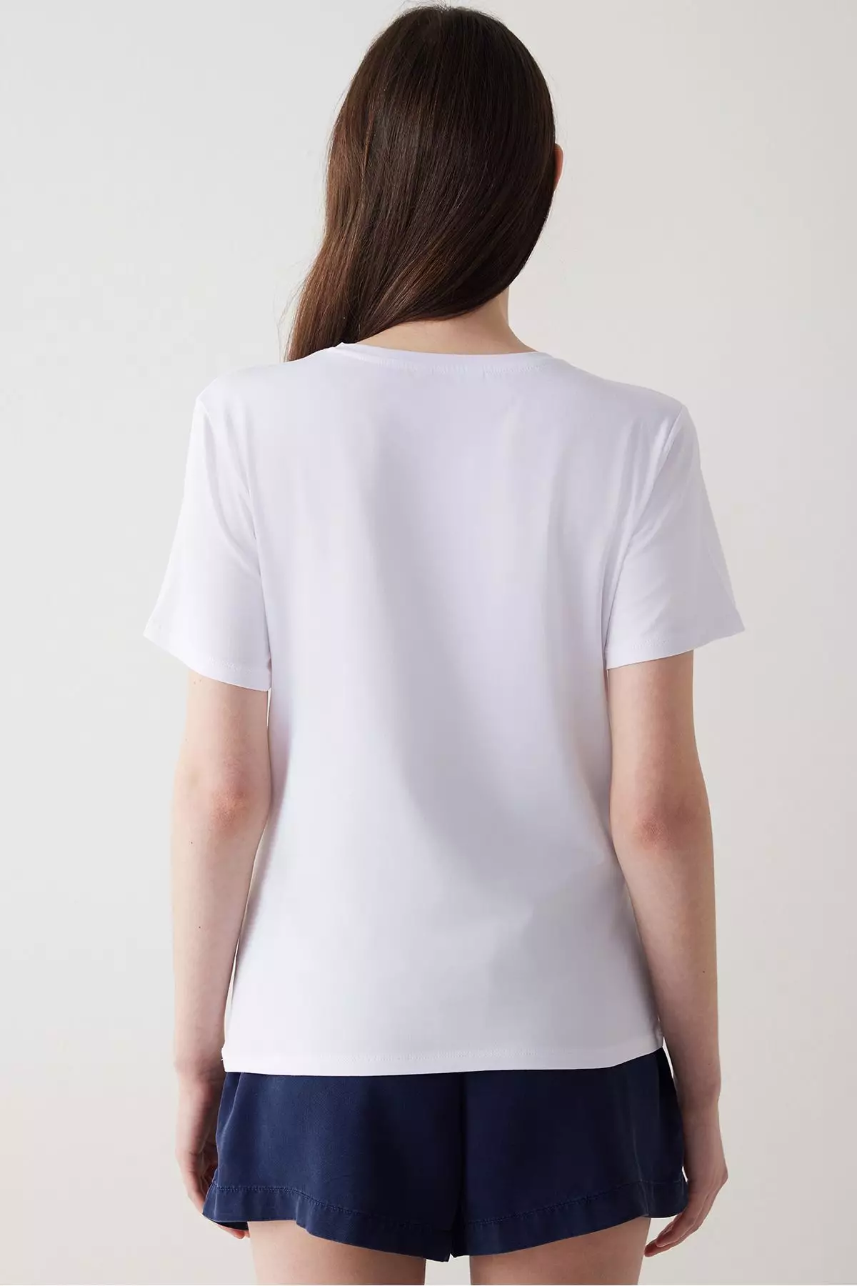 Cotton White Short Sleeve Basic T-Shirt