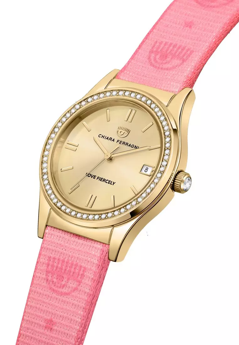 【2 Years Warranty】 Chiara Ferragni Contemporary 32mm Yellow Gold Dial Women's Quartz Watch R1951102501