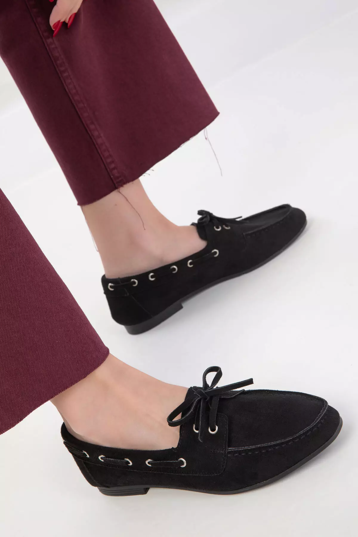 Black Suede Loafer Women's Shoes 20481