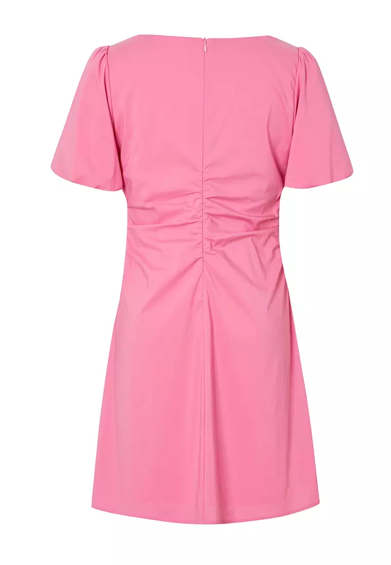 Short Sleeve Ruched Midi Dress