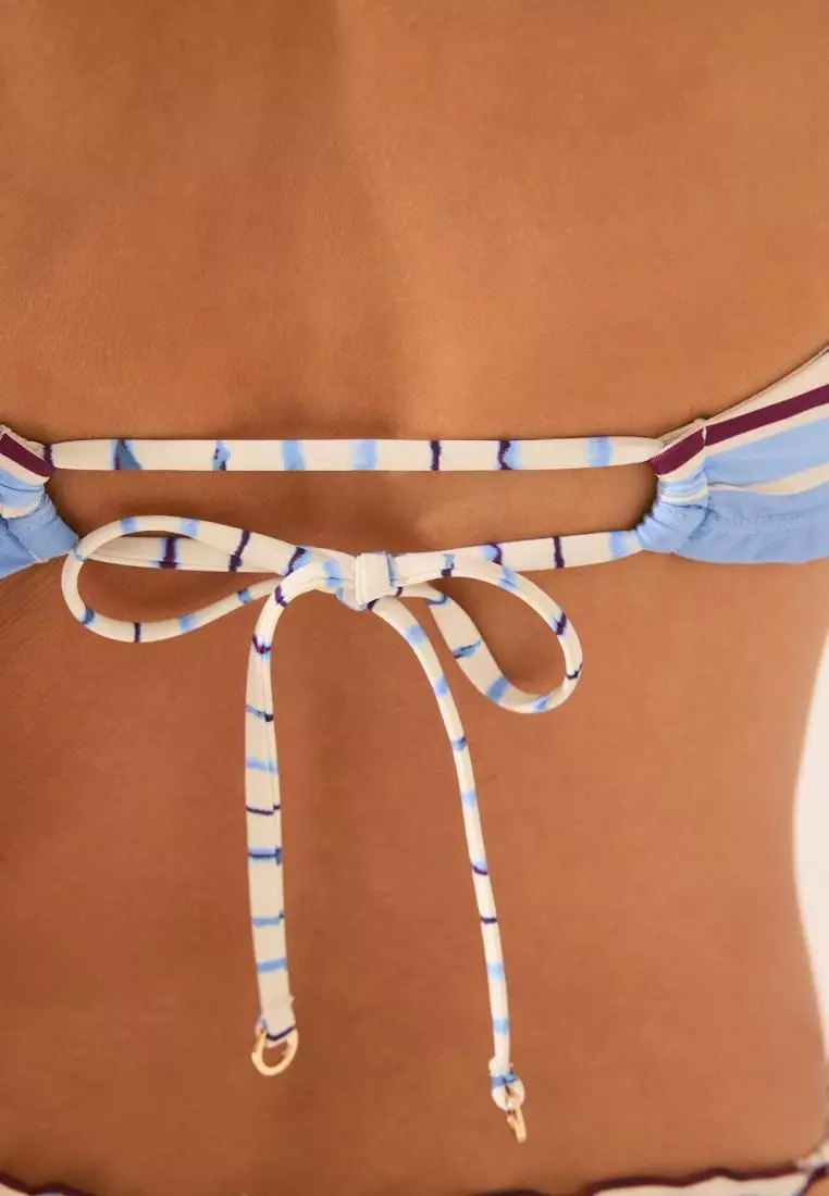Blue Striped Scarf Bikini Top