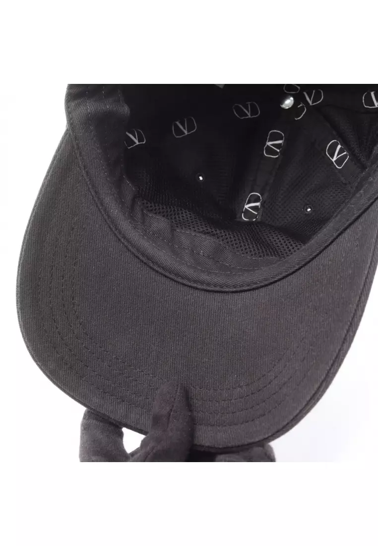 Pre-Loved Valentino V logo cap cotton black